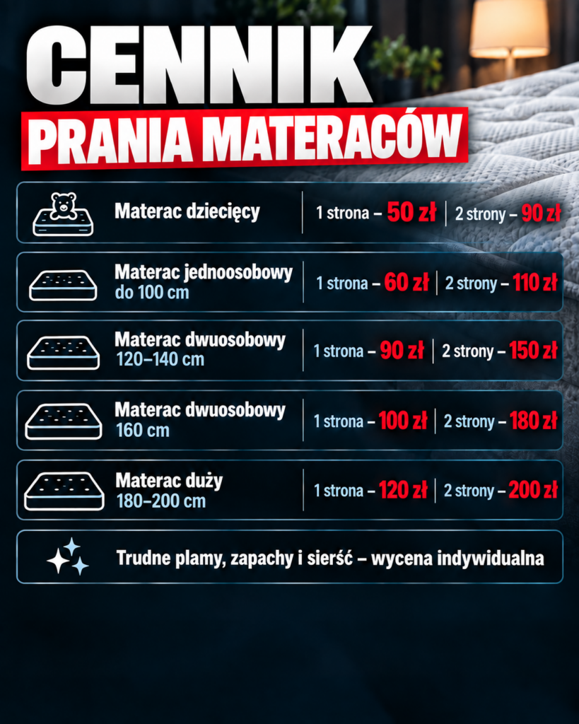 cennik prania materaców