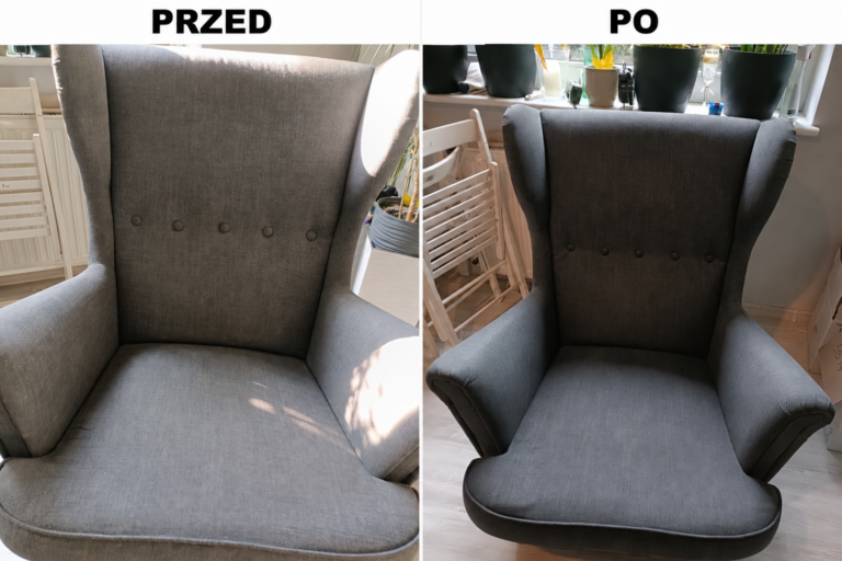 porównanie fotela skrzydłowego przed i po